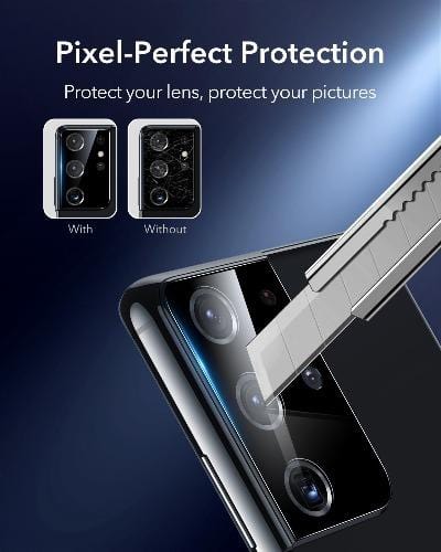ZeroDamage - FlexiGlass Camera Lens Protector - for Samsung Galaxy S21 Ultra 5G (2-Pack) - Black - Sahara Case LLC
